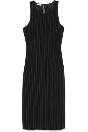 Patrizia Pepe Pinstriped crew-neck midi dress