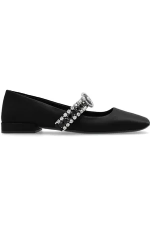 VERSACE Gianni Ribbon crystal ballerina shoes