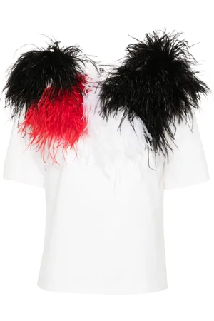 LOULOU Feather-detail T-shirt