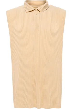 Issey Miyake Pleated sleeveless polo shirt