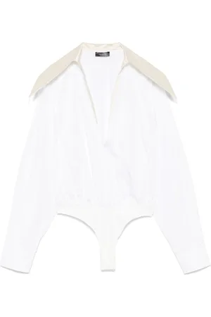 MUGLER Spiky satin collar bodysuit