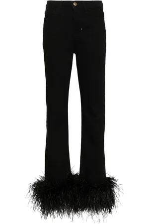 LOULOU Feather-trim jeans