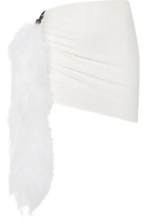LOULOU Feather-trim skirt