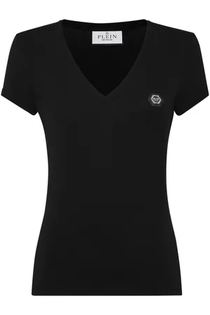 Philipp Plein Logo-appliqué V-neck T-shirt