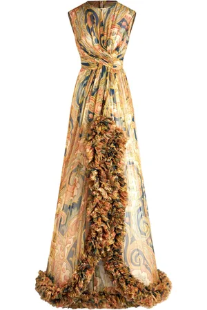 Etro Ruched-detailing printed silk maxi dress
