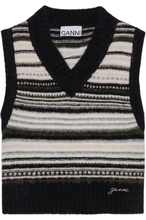 Ganni V-neck sleeveless knitted top