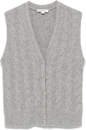 Vince Cable-knit button waistcoat