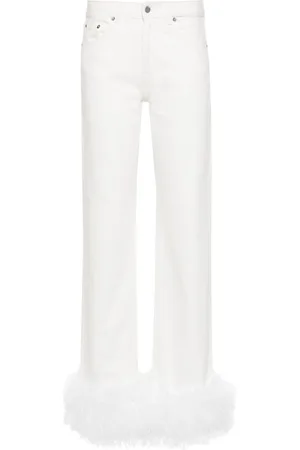 LOULOU Feather-trim jeans