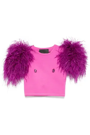 LOULOU Feather-detail T-shirt