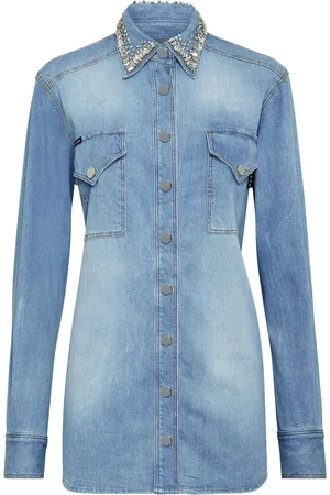 Philipp Plein Crystal-embellished denim shirt