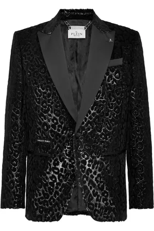 Philipp Plein Leopard-motif velvet blazer