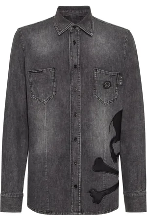 Philipp Plein Skull patch cotton shirt