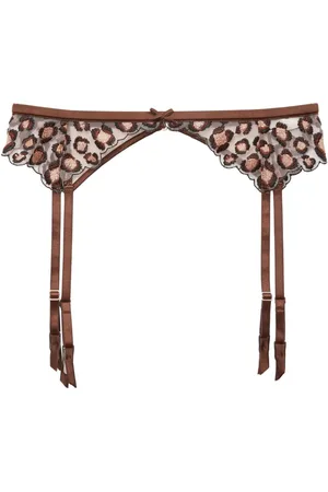 FLEUR DU MAL Leopard-embroidered garter belt