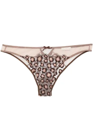 FLEUR DU MAL Leopard-embroidered cheeky briefs