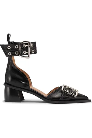Ganni Buckled faux-leather pumps