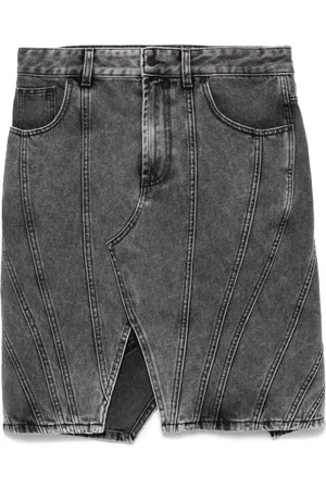 MUGLER Spiral denim skirt