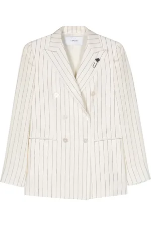 LARDINI Pinstriped linen double-breasted blazer