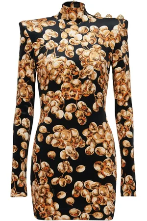 Balmain Grape-print velvet mini dress
