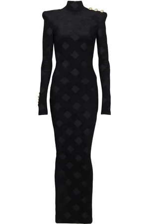 Balmain Gingham bouclé maxi dress
