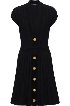 Balmain Buttoned velvet mini dress