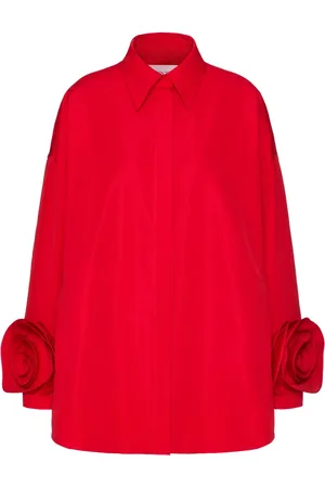 VALENTINO GARAVANI Floral-appliqué shirt dress