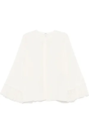 Chloé Crepe-de-chine collarless blouse