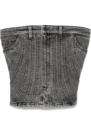 MUGLER Spiral denim bustier