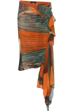 MUGLER Archive-print ruched skirt