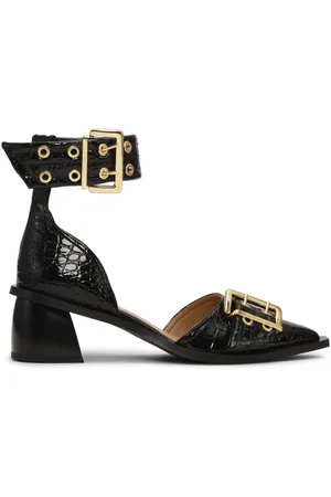 Ganni Buckled faux-leather pumps