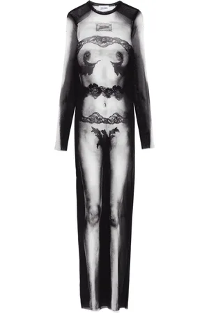 Jean Paul Gaultier Body-print maxi dress