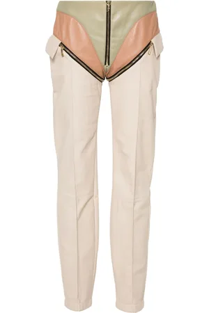 MITILIANE COUTURE Leather-panelled zipped trousers