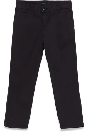 Emporio Armani Mid-rise logo-plaque straight-leg chinos