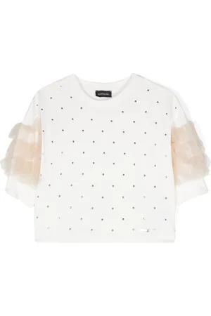 MONNALISA Tulle-trim cotton T-shirt