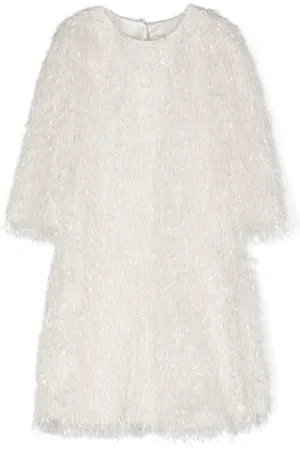 MONNALISA Round-neck fringe dress