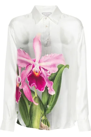PIERRE-LOUIS MASCIA Aloe orchid-print silk shirt