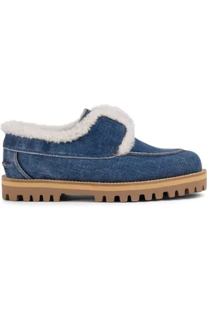 LE SILLA Yacht shearling-trim denim loafers