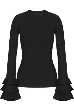 VALENTINO GARAVANI Tiered-sleeve crew-neck knitted top