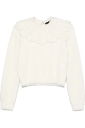 ROTATE Lace-collar knit sweater