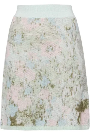Onefifteen Floral-intarsia knitted skirt