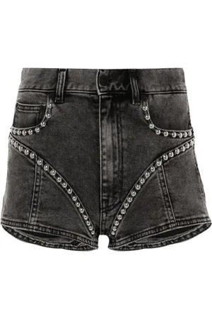 MUGLER Stud-detailed denim mini shorts