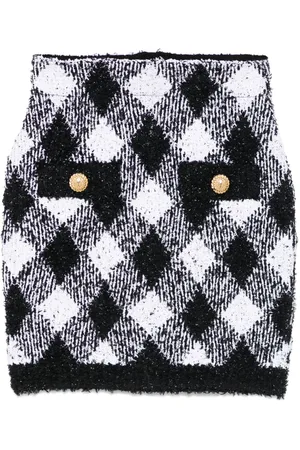 Balmain Gingham tweed mini skirt
