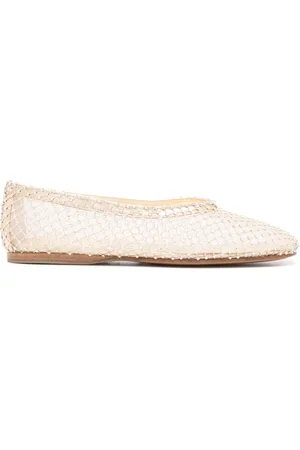 FORTE FORTE Rhinestone-embellished mesh ballerina shoes
