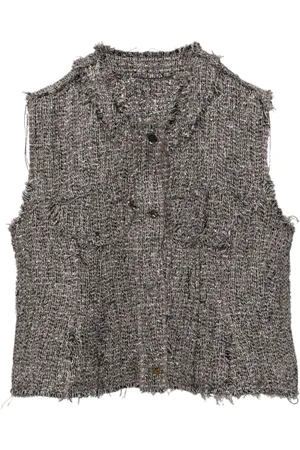 JNBY Jacquard collarless cropped vest