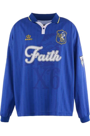 SAINT MXXXXXX Text print long-sleeved polo shirt