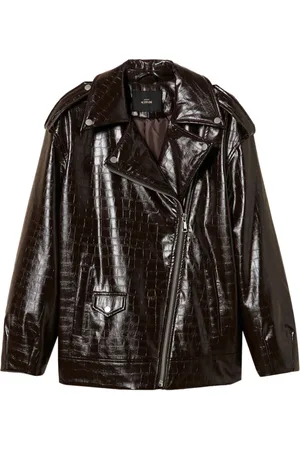 Twin-Set Animal-pattern biker jacket