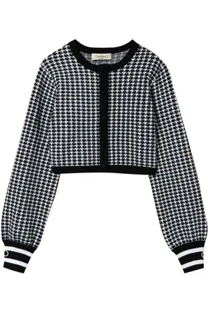 Twin-Set Houndstooth-pattern knit jacket