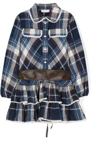 MONNALISA Classic-collar belted shirt dress