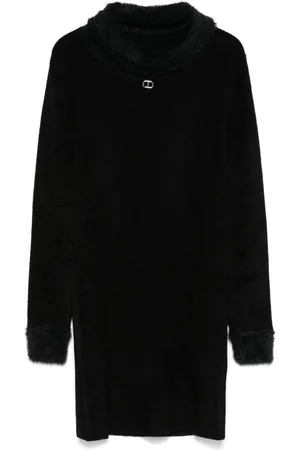 Twin-Set Faux-fur trim knitted dress