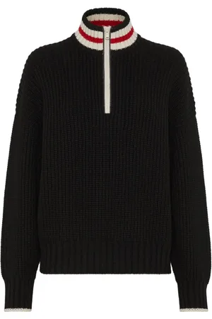 Brunello Cucinelli Striped ribbed knit cashmere sweater