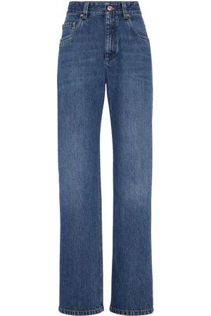 Brunello Cucinelli Logo-patch high-rise straight-leg jeans